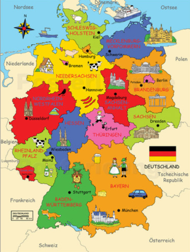 Bản đồ nước Đức - khám phá những địa điểm du lịch hấp dẫn trên toàn quốc Đức, từ thủ đô Berlin đến Munich, từ thung lũng Rhine đến bãi biển bên bờ Đông và Địa Trung Hải. Những cung đường đẹp như tranh vẽ, những công trình kiến trúc tuyệt đẹp, cùng với những truyền thống và văn hóa đặc sắc của Đức, sẽ là một chuyến đi đáng nhớ cho bạn.