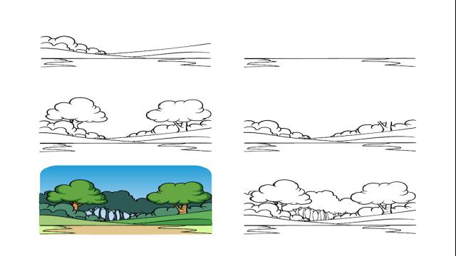5 29 Hướng dẫn vẽ tranh phong cảnh đẹp đơn giản bằng bút chì, màu Hướng dẫn vẽ tranh phong cảnh đẹp đơn giản bằng bút chì, màu