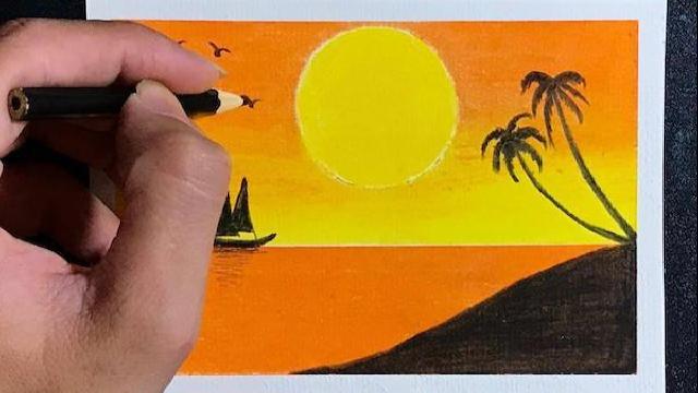 tranh ve de tai phong canh gat lua vang Hướng dẫn vẽ tranh phong cảnh đẹp đơn giản bằng bút chì, màu Hướng dẫn vẽ tranh phong cảnh đẹp đơn giản bằng bút chì, màu