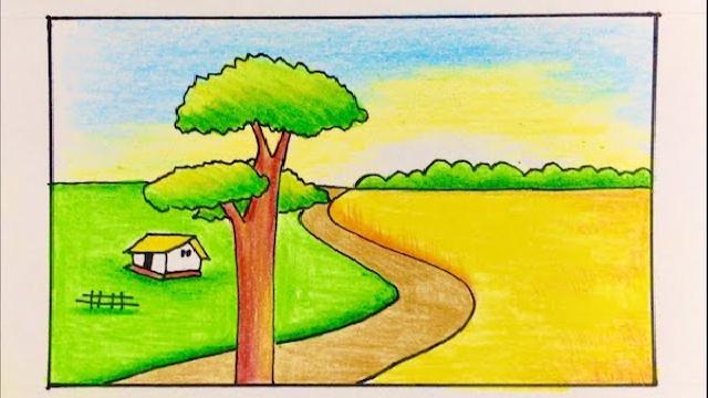 tranh ve phong canh bai bien hoang hon Hướng dẫn vẽ tranh phong cảnh đẹp đơn giản bằng bút chì, màu Hướng dẫn vẽ tranh phong cảnh đẹp đơn giản bằng bút chì, màu