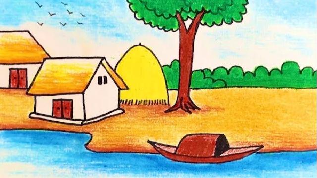 tranh ve phong canh lop 7 Hướng dẫn vẽ tranh phong cảnh đẹp đơn giản bằng bút chì, màu Hướng dẫn vẽ tranh phong cảnh đẹp đơn giản bằng bút chì, màu