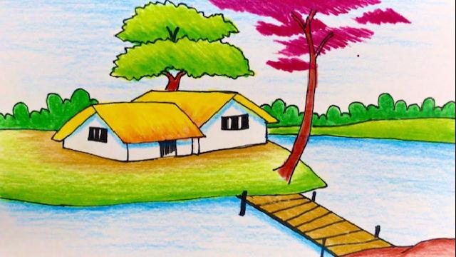 ve tranh phong canh 10 Hướng dẫn vẽ tranh phong cảnh đẹp đơn giản bằng bút chì, màu Hướng dẫn vẽ tranh phong cảnh đẹp đơn giản bằng bút chì, màu