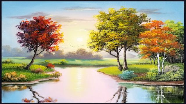 ve tranh phong canh song xanh 1 Hướng dẫn vẽ tranh phong cảnh đẹp đơn giản bằng bút chì, màu Hướng dẫn vẽ tranh phong cảnh đẹp đơn giản bằng bút chì, màu