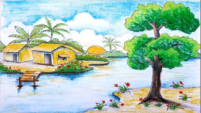Ve tranh phong canh thac nuoc Hướng dẫn vẽ tranh phong cảnh đẹp đơn giản bằng bút chì, màu Hướng dẫn vẽ tranh phong cảnh đẹp đơn giản bằng bút chì, màu