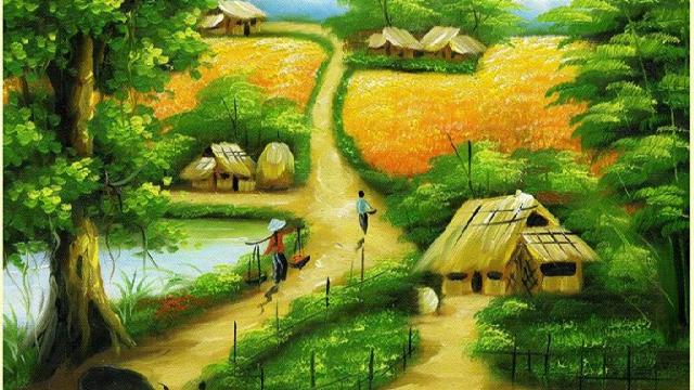 Những hình ảnh quen thuộc của tranh phong cảnh làng quê Việt Nam dành cho học sinh cấp 2