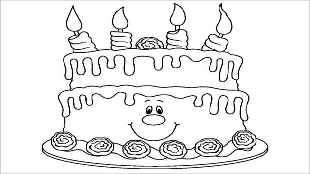 Hình tập tô màu cho bé chủ đề bánh sinh nhật