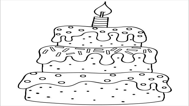 Hình tô màu bánh sinh nhật cho bé