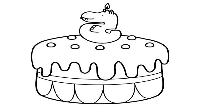 Hình tô màu bánh sinh nhật đơn giản