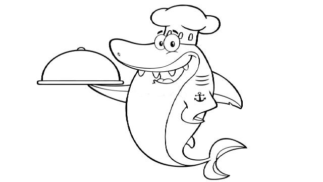 Tranh tô màu cá mập đầu bếp đẹp nhất