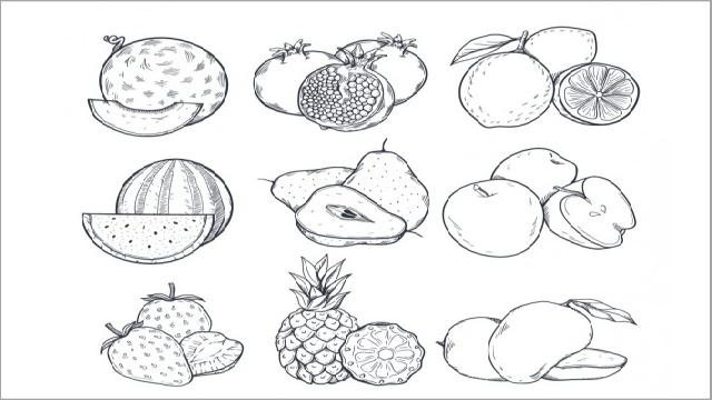 Bé tập tô màu các loại hoa quả, trái cây