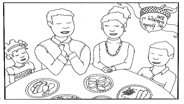 Tranh tô màu gia đình ăn cơm vui vẻ