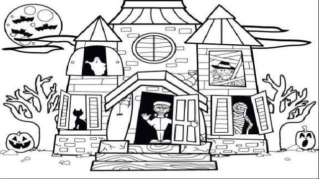 Mẫu tranh tô màu cho bé hình ngôi nhà cổ tích dành cho bé tập tô